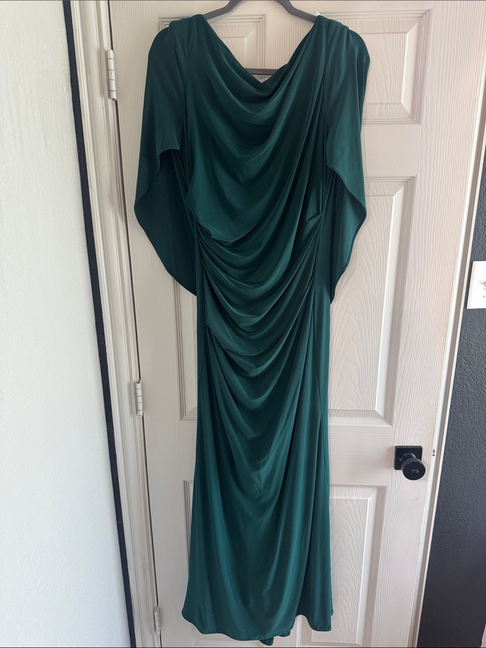 Elegant Forest Green Draped Maxi Dress